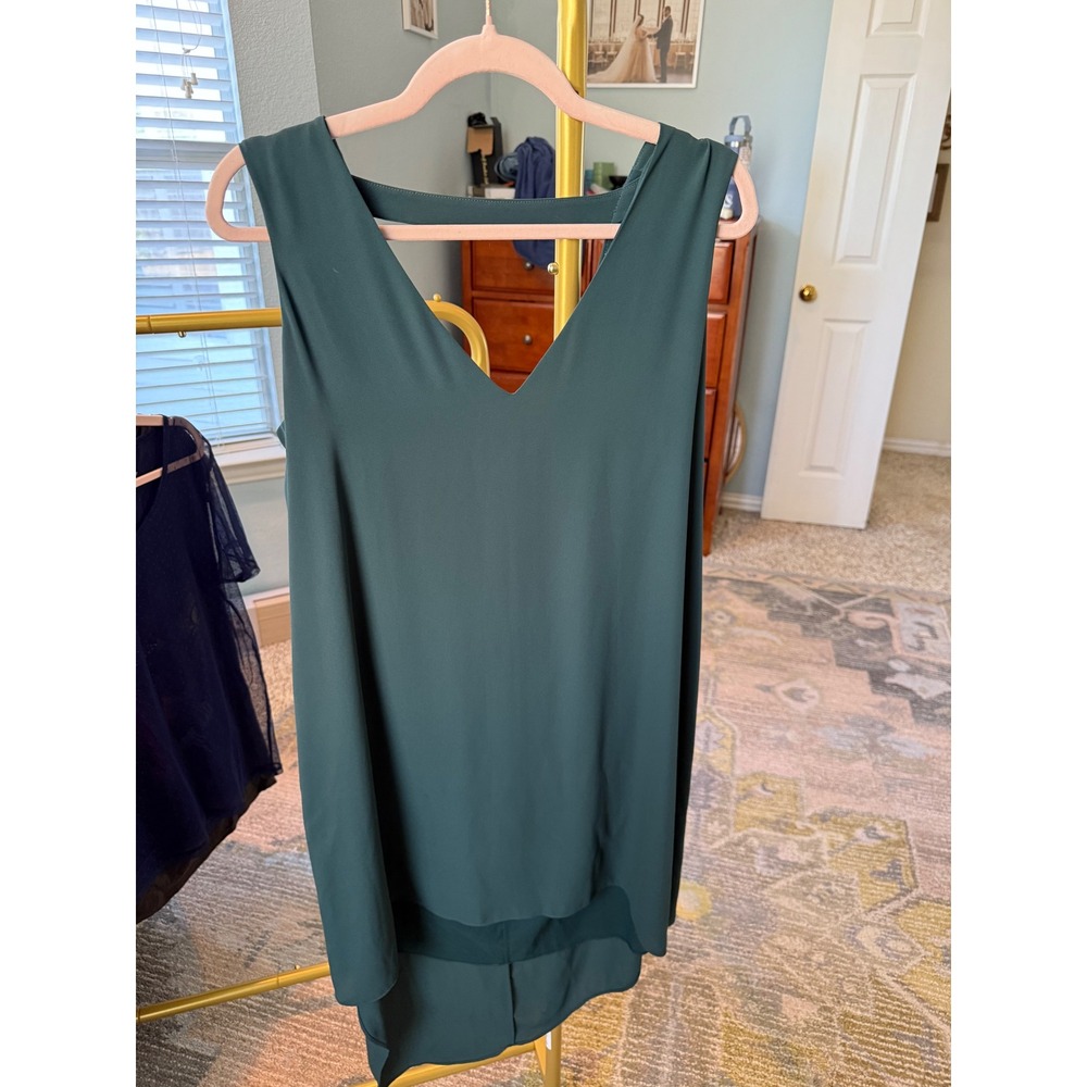 BCBGMAXAZRIA Shana Satin Shift Green Dress Evening Cocktail Party Career Medium